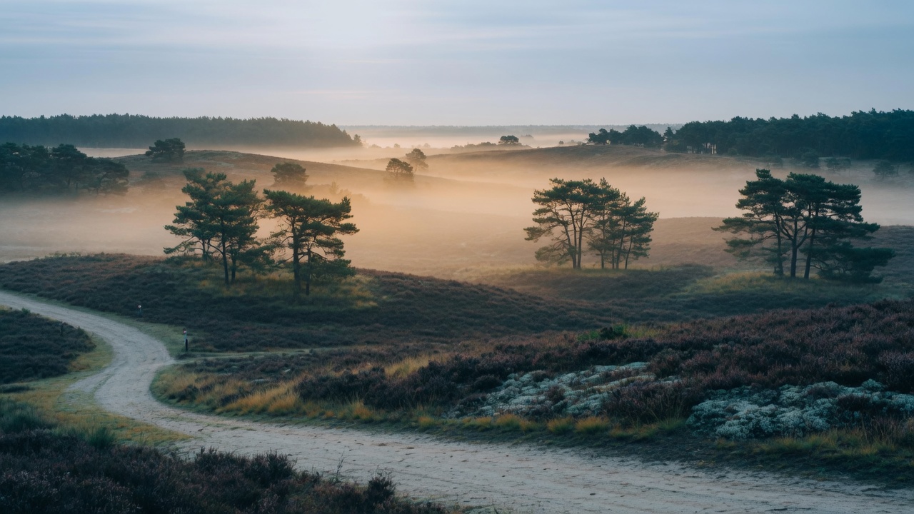 Landschap van de Kempen in ochtendlicht