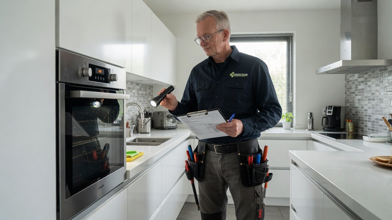 Professionele inspectie in een moderne keuken